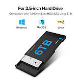 Зовнішній корпус для жорсткого диска Ugreen US221 (HDD/SSD кишеня) SATA 2.5" USB 3.0 (Чорний), фото 2