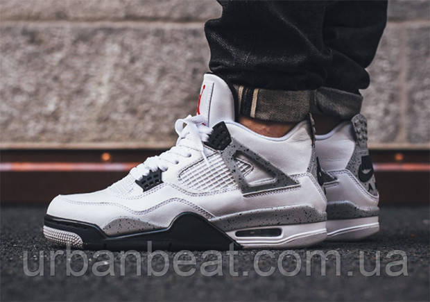 Чоловічі баскетбольні кросівки Air Jordan 4 Retro White Grey, фото 1
