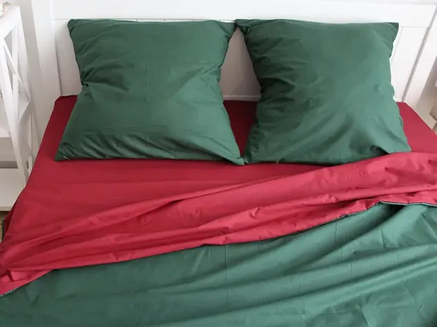 Євро постіль 200х220 Двостороння постільна білизна (17149) Ранфорс бавовна Однотонний чорний-бузковий, фото 1