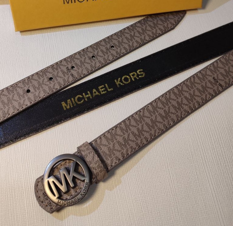 Ремінь шкіряний жіночий Michael Kors 35 мм. беж 931340, фото 1