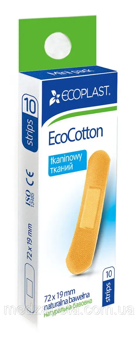 Пластир бактерицидний "EcoCotton" 72х19mm №10, фото 1