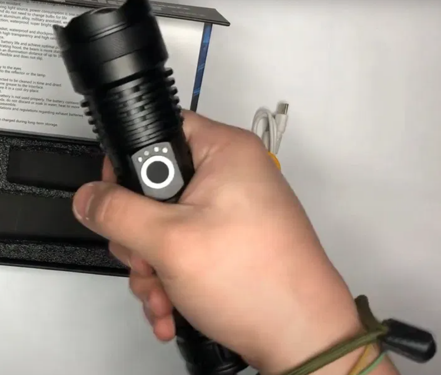 Міцний ручний світлодіодний ліхтар із USB зарядкою, тактичний акумуляторний ліхтарик X71 на ремінці, GP8