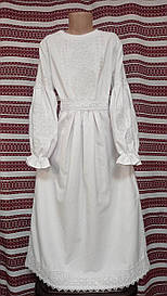 Сукня підліткова "До причастя", білі льон+бавовна 100%.