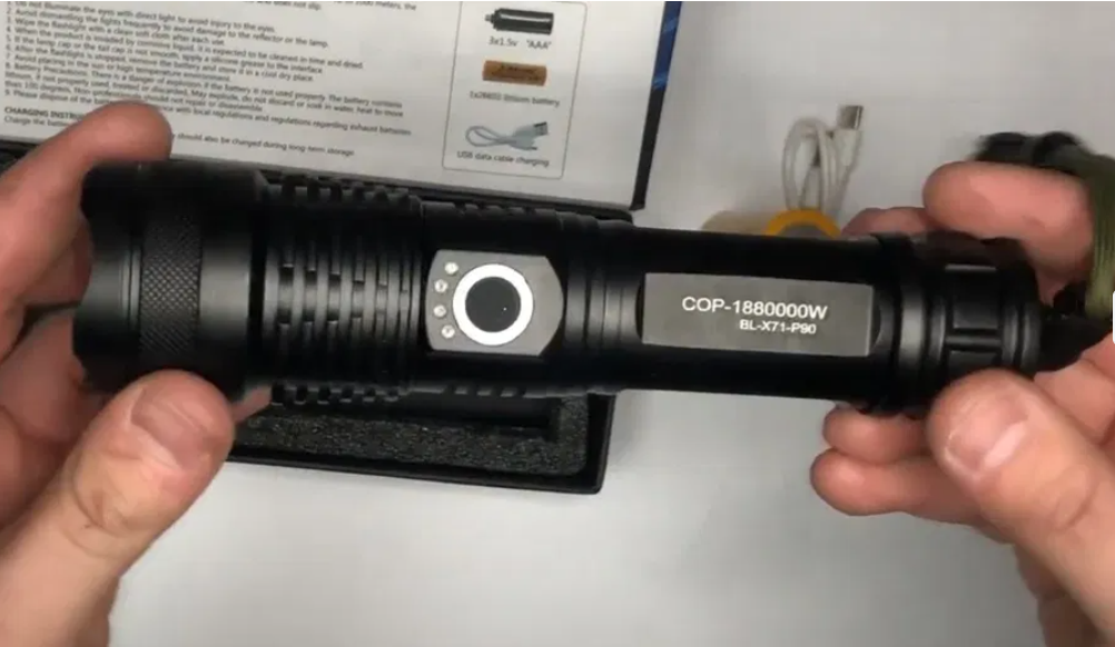 Міцний ручний світлодіодний ліхтар із USB зарядкою, тактичний акумуляторний ліхтарик X71 на ремінці, GP13