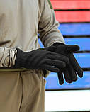 Флісові теплі зимові тактичні рукавички. Чорні рукавички, фото 2