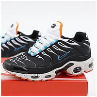 Мужские кроссовки Nike Air Max Plus TN Black White Blue Orange, кроссовки найк аир макс тн плюс