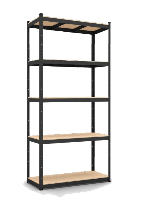 Стелаж полочний 2000х1200х400мм, 150кг, 5 полиць з МДФ/ДСП чорний фарбований для магазину, балкону, гаража, фото 1