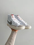 Кросівки жіночі NIKE Blazer Mid Vintage білі високі найк блейзер демісезонні весна осінь шкіра, фото 3