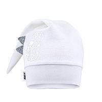 Демисезонная однослойная шапка для новорожденных мальчиков со светоотражающим декором Дино на белом David's