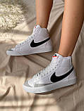 Кросівки жіночі Nike Blazer White білі найк блейзер демісезонні осінь весна високі стильні, фото 6