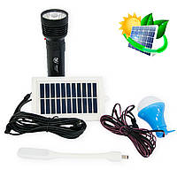 Туристичний ліхтар на сонячній батареї з акумулятором + лампи "YW-037", ручний ліхтарик та міні лампа
