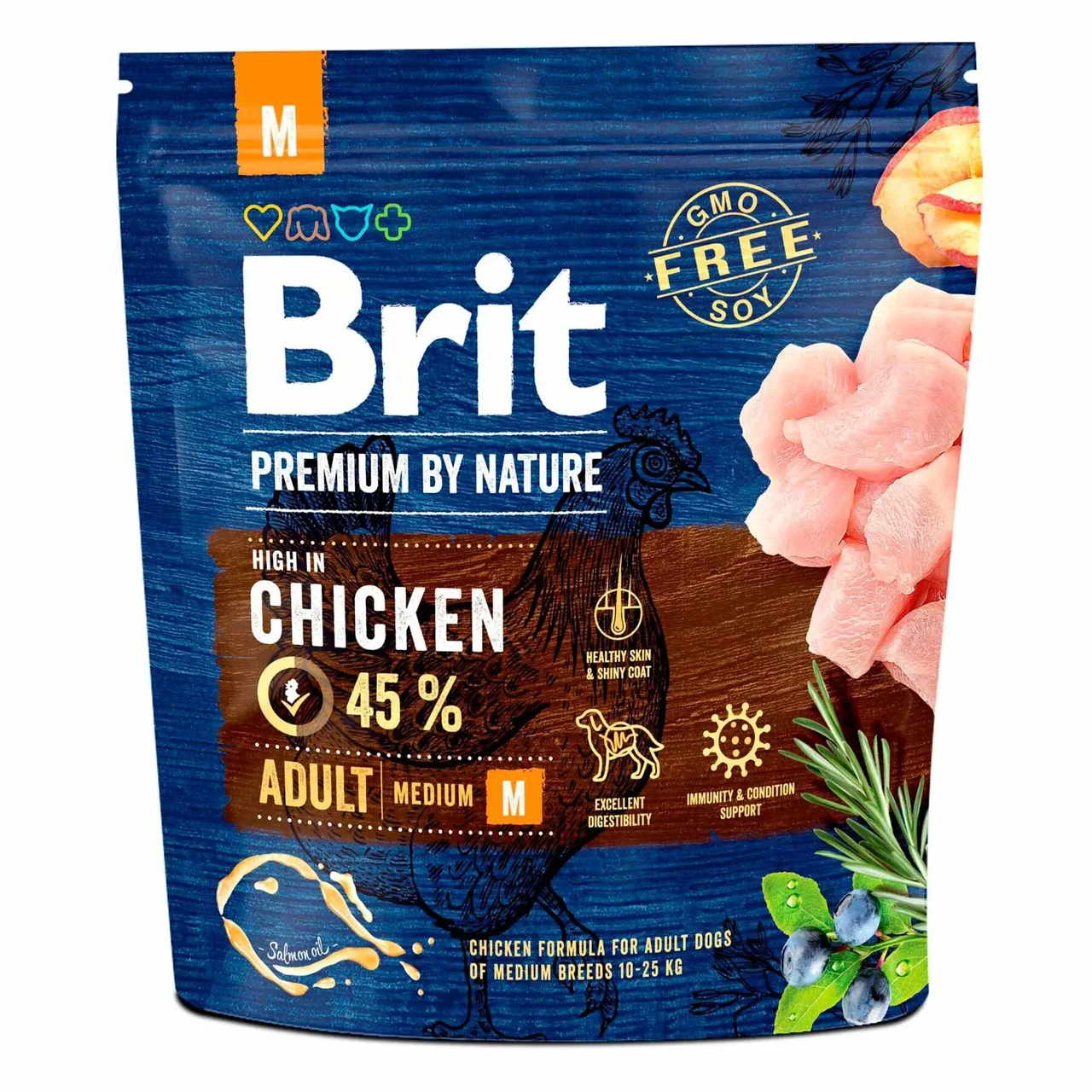 Сухий корм для дорослих собак середніх порід (вагою від 10 до 25 кг) Brit Premium Adult M 1 кг (курка)