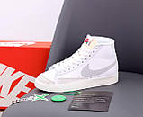 Кросівки жіночі Nike Blazer White білі найк блейзер демісезонні весна осінь високі модні, фото 2