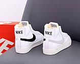 Кросівки жіночі Nike Blazer White білі найк блейзер демісезонні весна осінь високі модні, фото 4