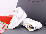 Кросівки жіночі Nike Blazer White білі найк блейзер демісезонні весна осінь високі модні, фото 5