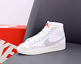 Кросівки жіночі Nike Blazer White білі найк блейзер демісезонні весна осінь високі модні, фото 6