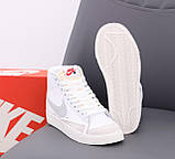 Кросівки жіночі Nike Blazer White білі найк блейзер демісезонні весна осінь високі модні, фото 7
