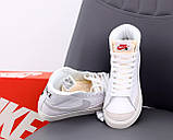 Кросівки жіночі Nike Blazer White білі найк блейзер демісезонні весна осінь високі модні, фото 8