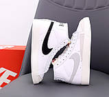 Кросівки жіночі Nike Blazer White білі найк блейзер демісезонні весна осінь високі модні, фото 9