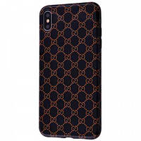 Чехол накладка Fashion Brand Case для Apple iPhone X/iPhone Xs (gucci black pattern)