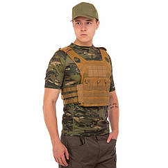 Тактичний жилет плитоноска для бронепластин із системою Molle Zelart Military Rangers ZK-28 Khaki
