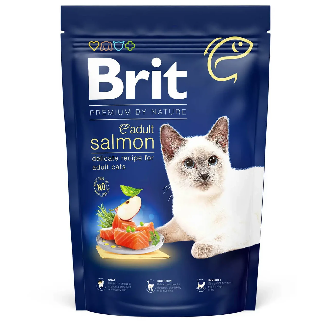 Сухий корм для котів Brit Premium by Nature Cat Adult Salmon 1.5 кг (лосось)