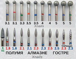 Фреза алмазна " ШАР" манікюр ,форма "КУЛЯ" алмазні насадки