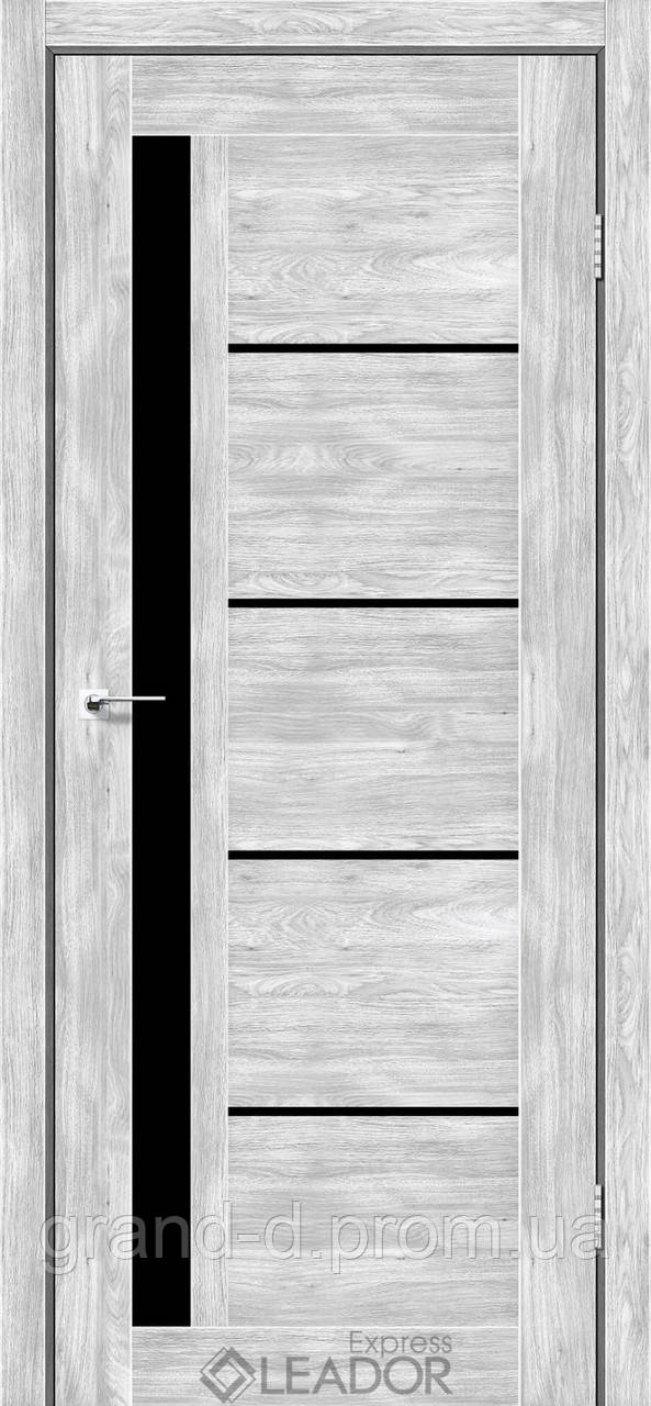 Двері міжкімнатні Леодор Leodor модель Рим у кольорі клен роял з чорним склом 60,70, 80, 90 см
