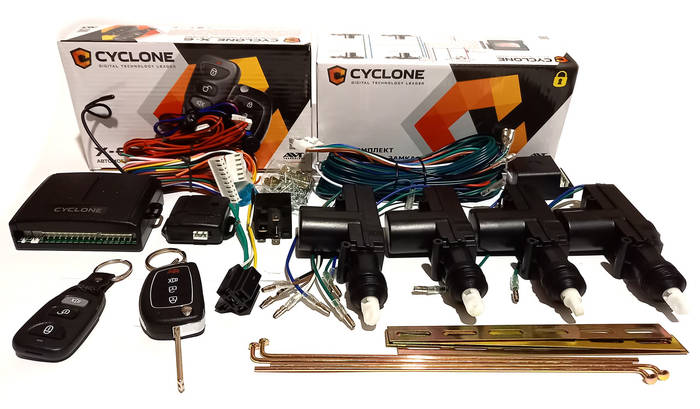 Авто сигнализация Cyclone x-6 и центральные замки dls-221 комплект на 4 ...