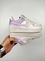 Кроссовки Найк женские подростковые Nike Air Force 1 Shadow Beige&Purple 36-41