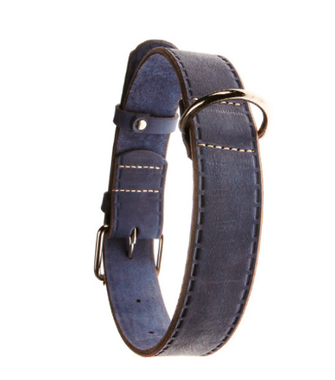 Нашийник 2375 20мм "КЛАСИКА ПРЕМІУМ" шкіра з прокаткою шва (Синій)