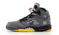 Кроссовки мужские Nike Air Jordan 5 серые, Найк Аир Джордан 5 нубуковые, прошиты. код KD-14228