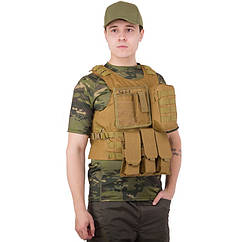 Розвантажувальний жилет універсальний розвантаження тактичне на 4 кишені Zelart Military Rangers 5516 Khaki