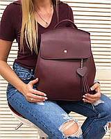 Женский городской рюкзак сумка 2 в 1,рюкзак с кисточками, сумка - рюкзак женский модная стильная трансформер Бордовый