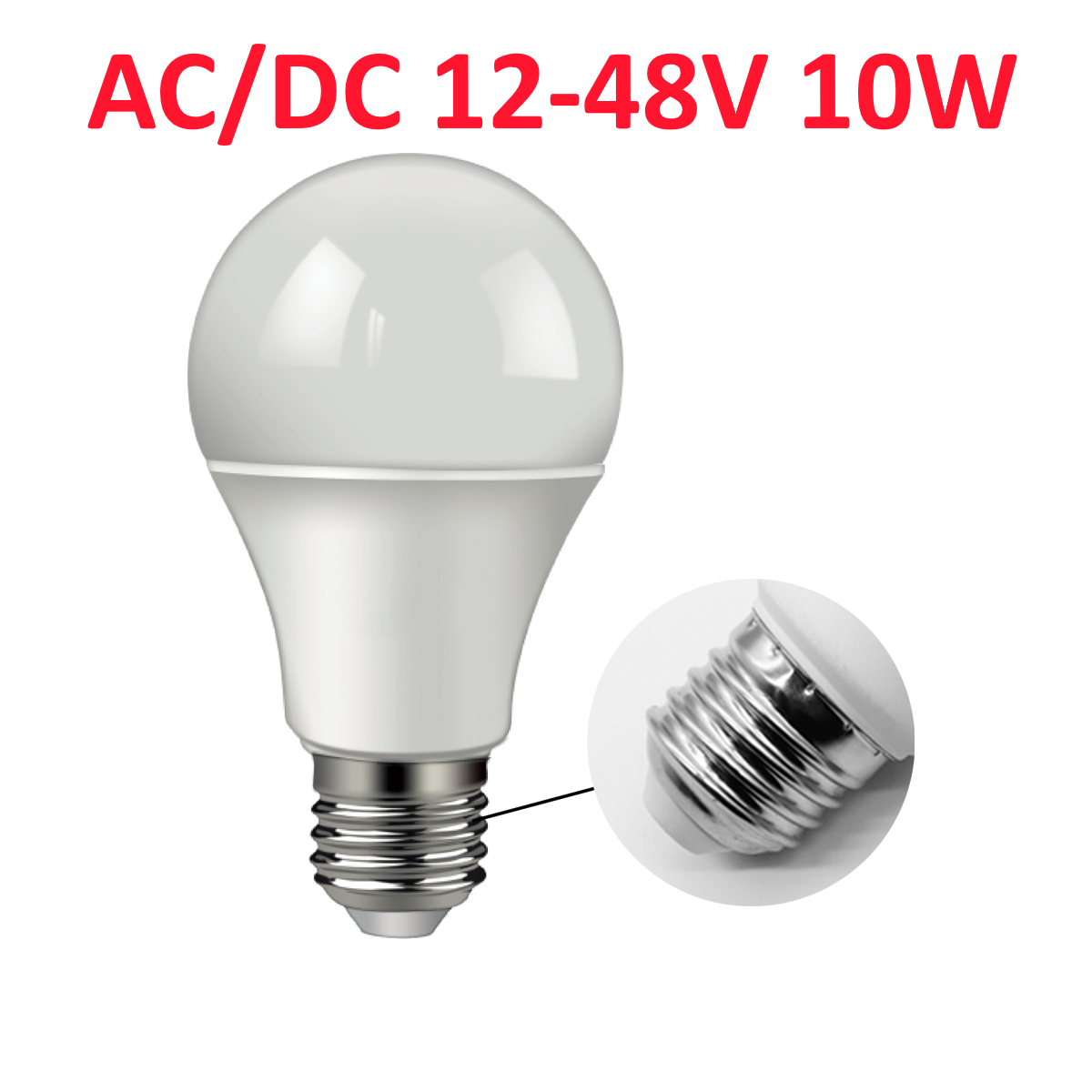 LED лампа 10W AC/DC 12-48V (лампа без акб) лампочка от аккумулятора / Низковольтная лед лампа 12 вольт, фото 1