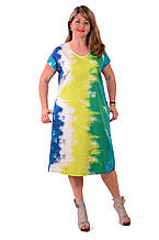 Синє плаття літнє з бавовни з переходом кольору, Пл 019