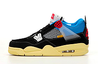 Кроссовки мужские Nike Air Jordan 4 Retro черные с синим Найк Джордан 4 Код KD-14150