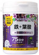 Харчова добавка залізо + фолієва кислота, зі смаком винограда Unimat Riken, 150 шт (680446)