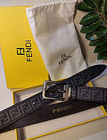 Ремень кожаный мужской Fendi 35 мм. черный 931342