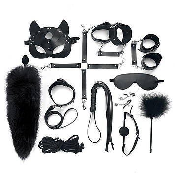 Набір BDSM Art Of Sex – Maxi BDSM Set Leather, 13 предметів, чорний, натуральна шкіра Bomba💣