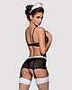 Еротичний костюм покоївки Obsessive Maidme set 5pcs L/XL, бюстгальтер, пояс з фартухом, панчохи, стр Bomba💣, фото 3