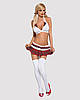 Еротичний костюм школярки з мініспідницею Obsessive Schooly 5pcs costume S/M, біло-червоний, топ, сп Bomba💣, фото 4