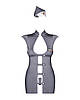 Еротичний костюм стюардеси Obsessive Stewardess 3 pcs costume grey L/XL, сірий, сукня, стрінги, піло Bomba💣, фото 6