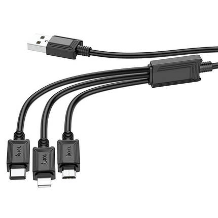 Кабель 3 в 1 HOCO X74 Micro USB, Type-C, Lightning, 1 м, чорний, фото 3