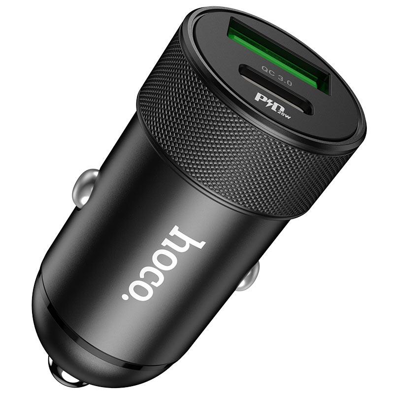 Адаптер автомобільний HOCO Speed Up Z32B USB, Type-C, 3A, QC, 20W, чорний