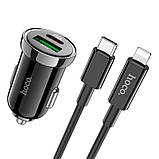 Адаптер автомобільний HOCO Leading Z44 USB, Type-C, 3A, 20W, QC, PD, чорний, фото 3