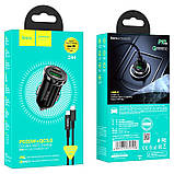 Адаптер автомобільний HOCO Leading Z44 USB, Type-C, 3A, 20W, QC, PD, чорний, фото 7