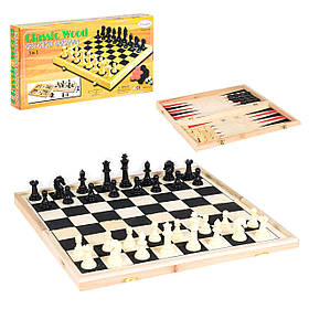 Настільна гра 3в1 Шахмати Шашки Нарди дерево дошка 39*39 см. поле (С36816)