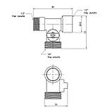 Кран приладовий кульовий SD Plus 1/2"х3/4"х1/2" ЗЗВ SD186W152015  Baumar - Завжди Вчасно, фото 2