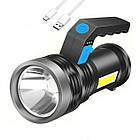 Ручний ліхтар 2в1 акумуляторний X501 4 LED+COB, з USB / Переносний ліхтарик з боковою лампою, фото 4